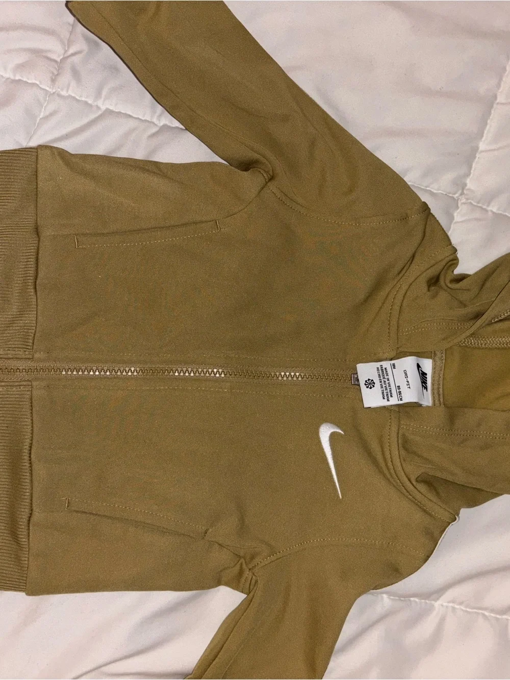 Nike Kids Khaki Hooded Tracksuit Set with White Swoosh
